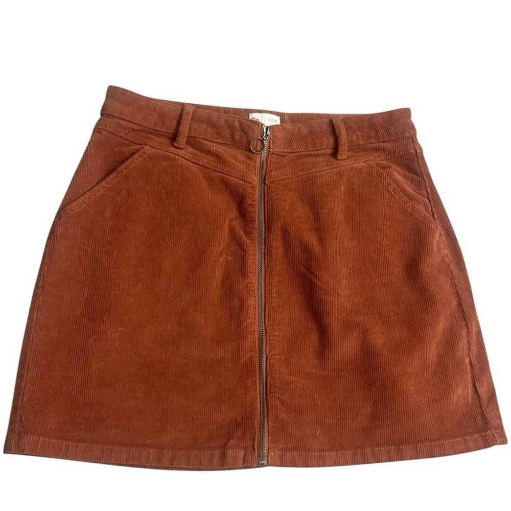 Kohl’s SO Women’s Zip Front Corduroy Mini Skirt Size 13/31W  Rust Brown